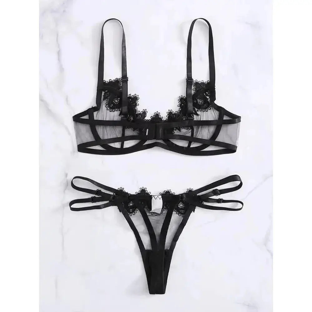 LuxeLace See Through Lace Bodysuit And Babydoll Set Wire Free Plunge Bra For Alluring Comfort