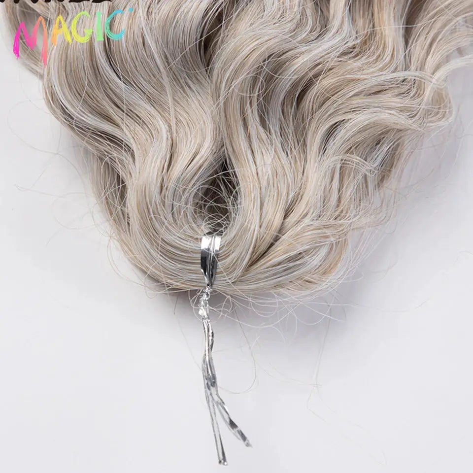 Magic Ariel Curl crochet braiding hair by Simples Market, ombre blonde, 22in, synthetic twist extension.