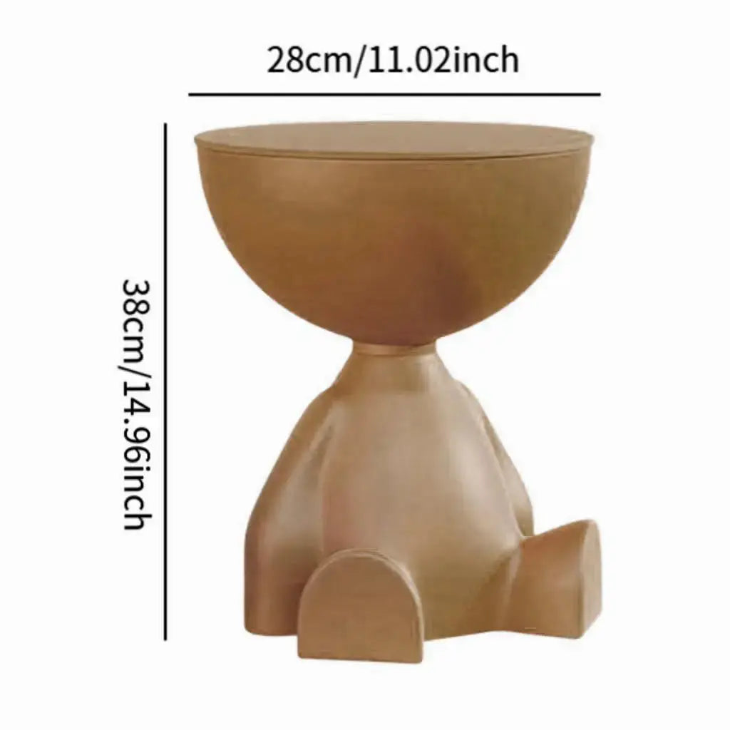 Bear Shaped End Table With Flat Head Figurine Movable Mini Side Table For Living Room Bedroom Balcony Small Apartment