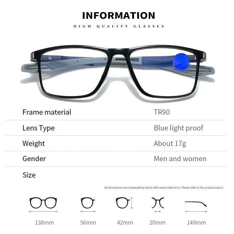 Lumiview Pro Anti Blue Light Reading Glasses Ultralight TR90 Sport Presbyopia Eyewear Up To 4 Diopters