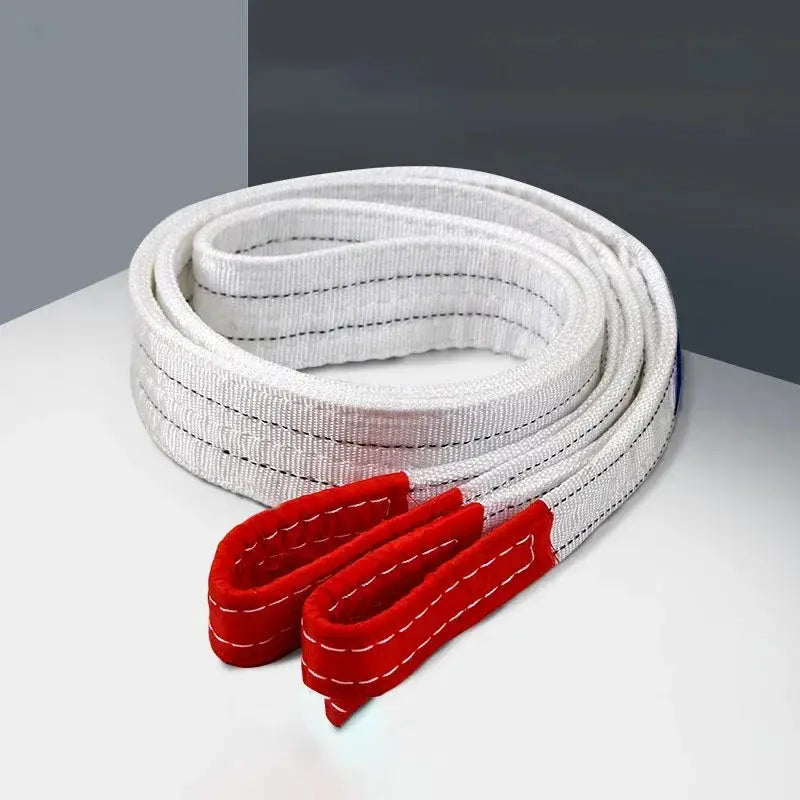 Industrial Lifting Belt Wear Resistant White Flat Lifting Belt For Crane Hoisting Cargo Polyester 1Tx3M 1Tx1M 2Tx1M