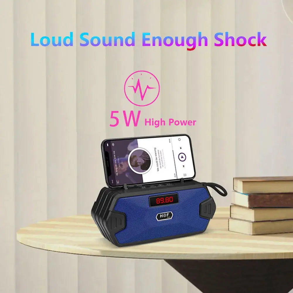 Bass Hifi outdoor portable Bluetooth speaker blue with digital display and FM radio