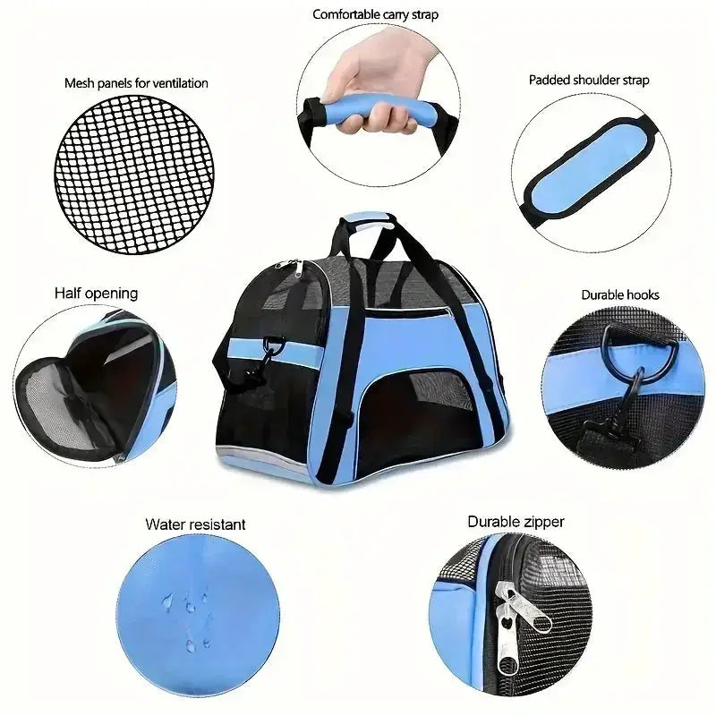 Portable Pet Carrier Bag Breathable Mesh For Small Dogs And Cats Travel Outdoor Handbag