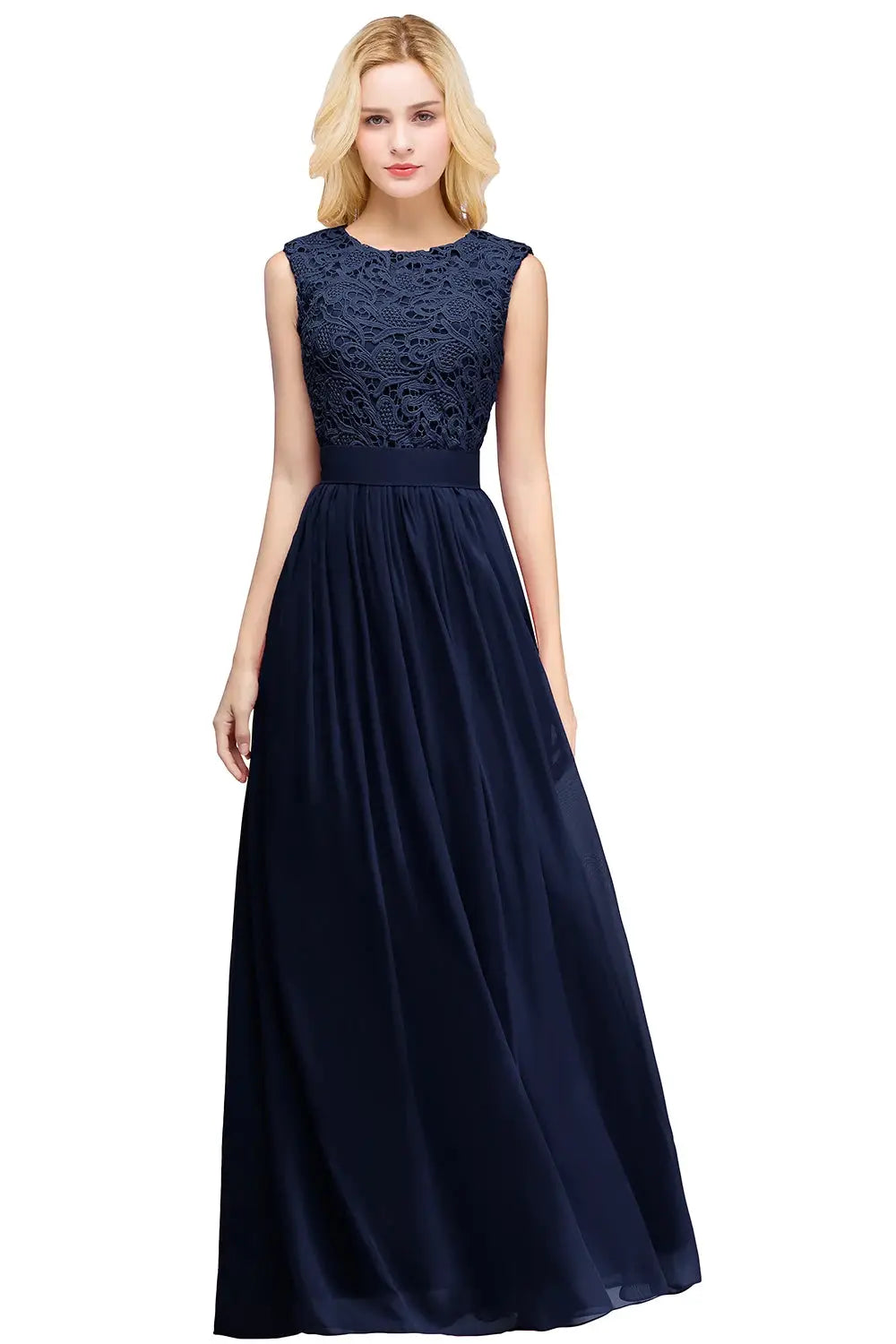 Navy Blue Spaghetti Straps A Line Evening Dress Appliques Prom Gown