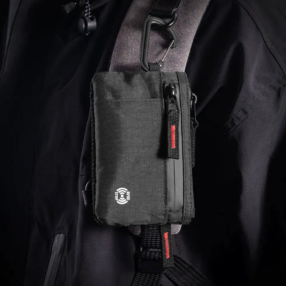 Simples Market black RFID anti-theft ultra-thin wallet with zipper coin purse and multi-compartment card holder