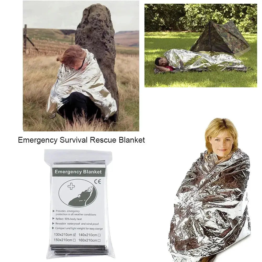 1 To 10 Pack Emergency Thermal Blanket Kit Military Rescue Mylar Foil Windproof Waterproof First Aid Camping