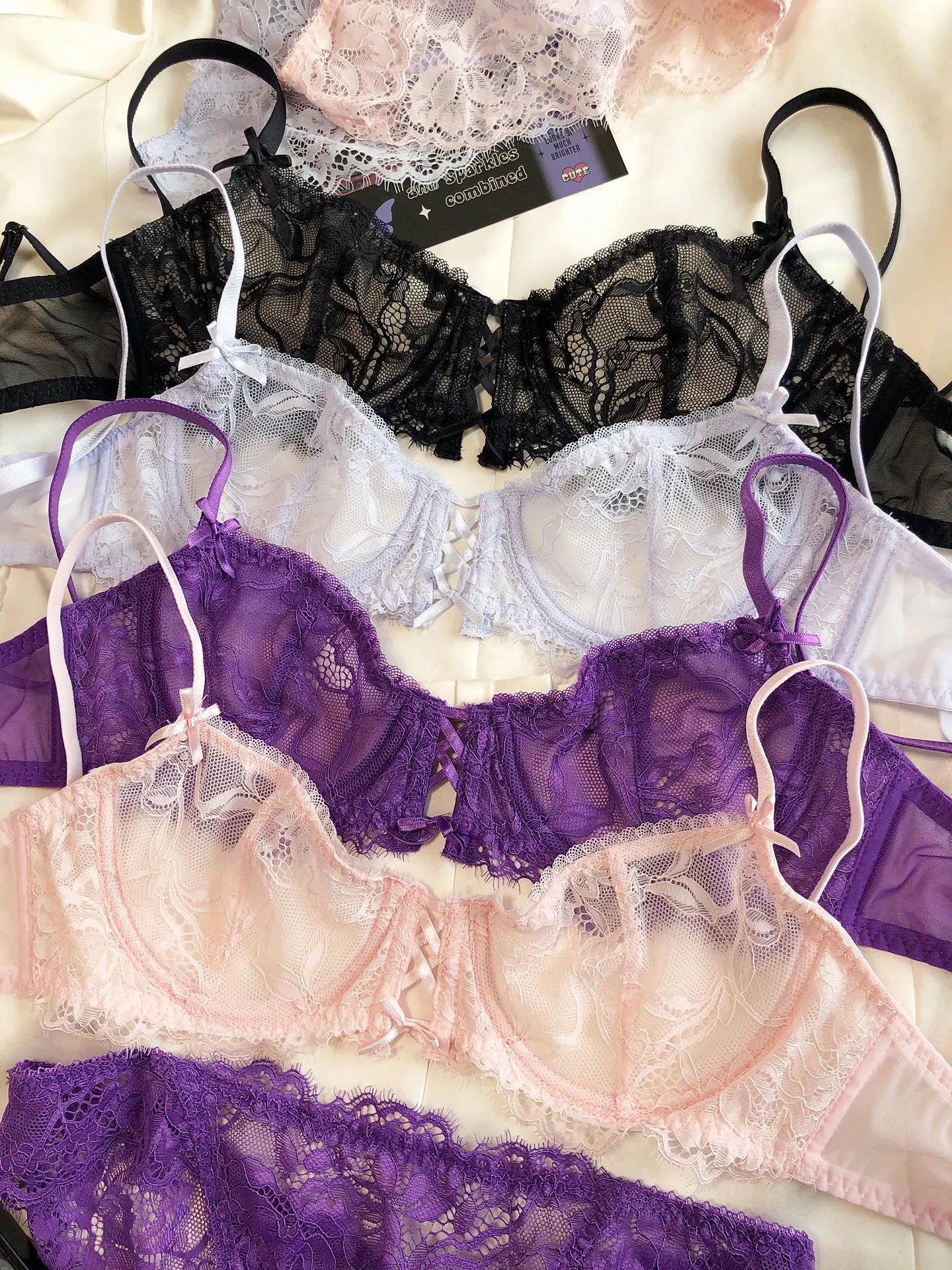 French Ultra Thin Lace Embroidery Bra Set Underwire Push Up Lingerie