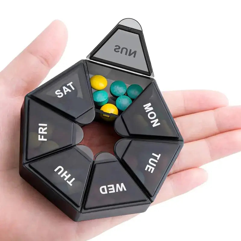2 Or 4 Pack Seven Day Pill Organizer Travel Portable Medicine Dispenser With Seven Compartments