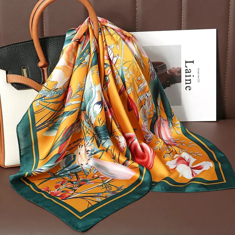 Luxe Silk Satin Square Scarf Silk Feel Finish Versatile Fashion Wrap For Shawl Hijab Neckerchief Hair Ribbon Headband