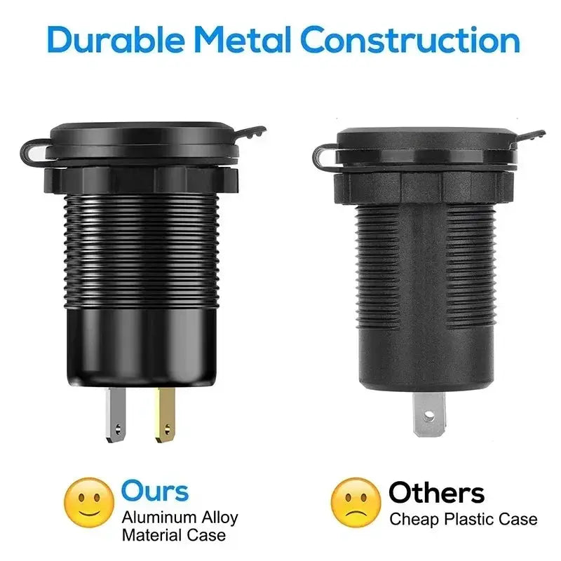 117W Dual PD USB Car Charger With Dual QC 3.0 Ports Voltmeter Waterproof 12V 24V Power Outlet For Car Boat