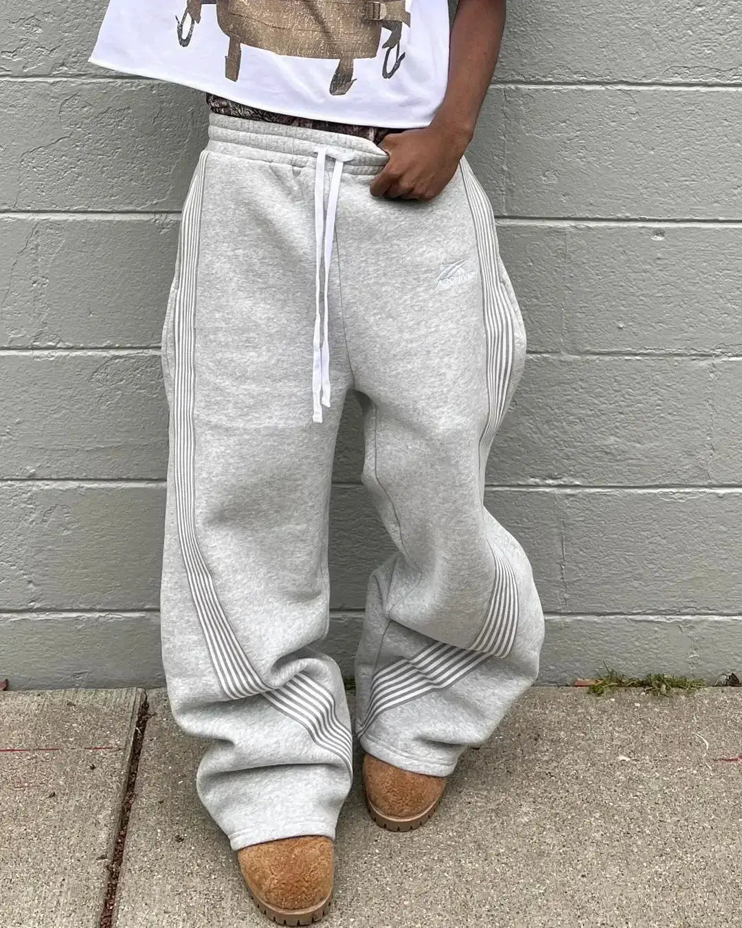 UrbanTactics Unisex Casual Grey Embroidered Trousers AllSeason Comfort For Versatile Smart Casual Wear