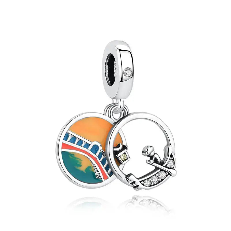 925 Sterling Silver Travel Theme Charms Beads London Bus Paris Suitcase Sam Panda Bracelets Necklaces Women DIY Jewelry