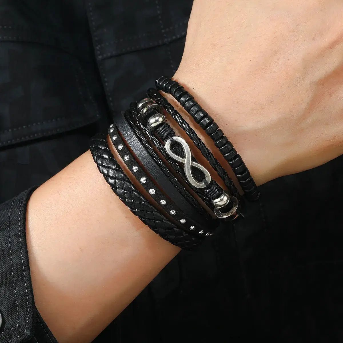 Mens Wooden Bead Braided PU Leather Wrap Bracelet For Men Vintage Style Armband Three Styles