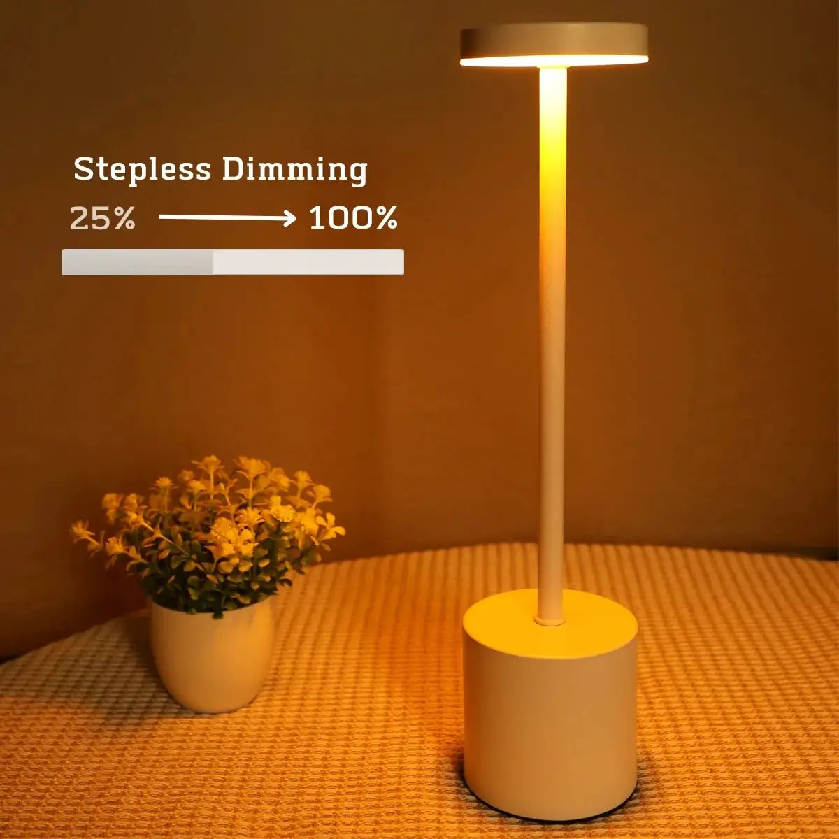 LumaNova Classic USB Rechargeable Table Lamp With Stepless Dimming, Touch Control, Night Light, And 3 Color Options