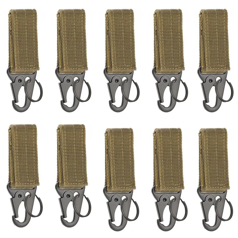 Carabiner key hook with MOLLE webbing strap, high-strength nylon, 10-pack by Simples Market