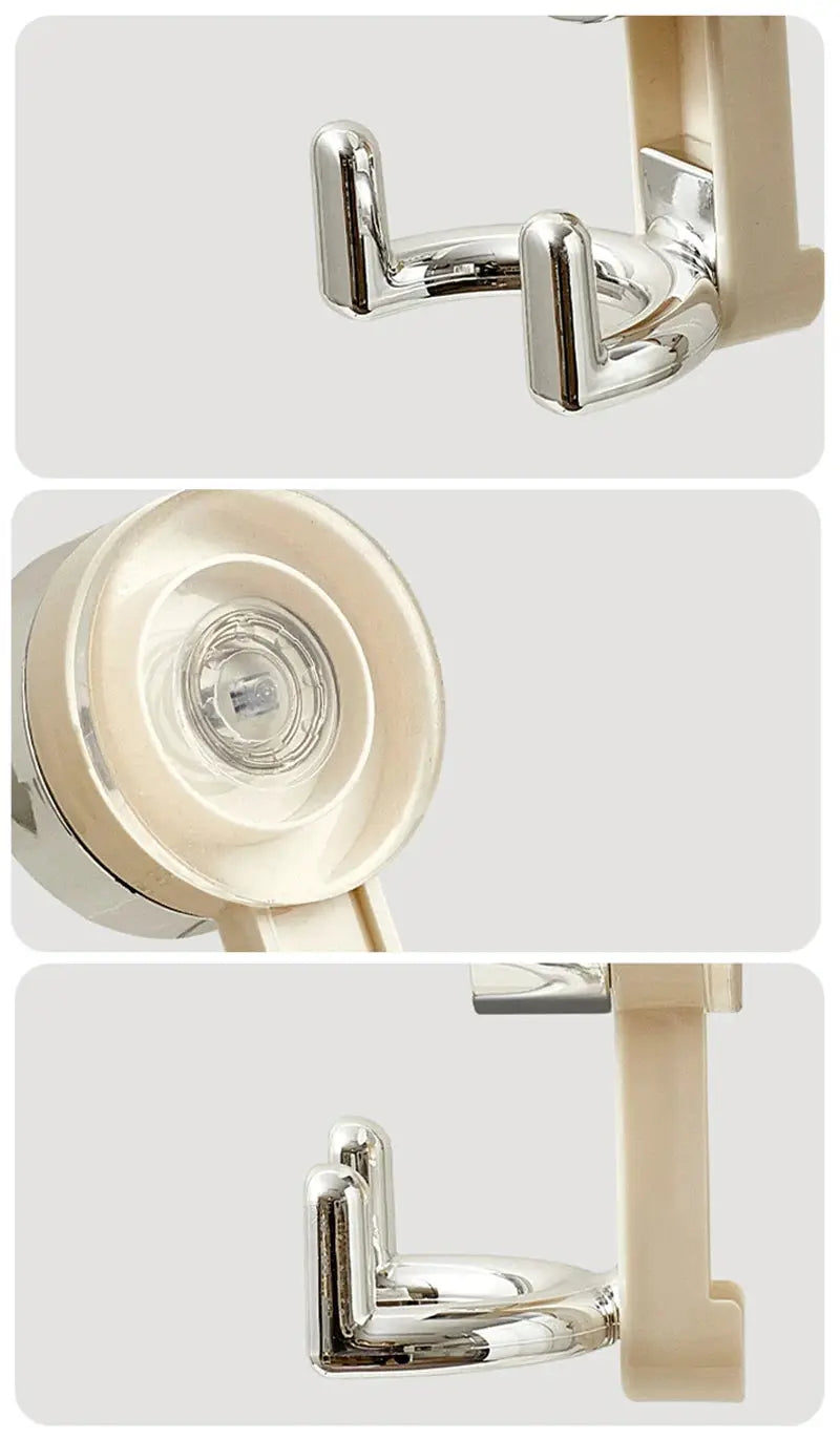 Bathroom wall double suction hook set by Simples Market, chrome finish