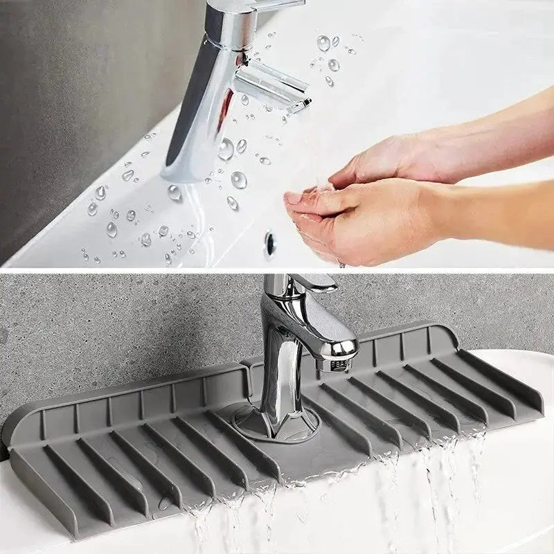 Silicone Faucet Mat Dish Soap Sponge Holder for Sink Countertop Drying Mat Splash Guard Drain Pad