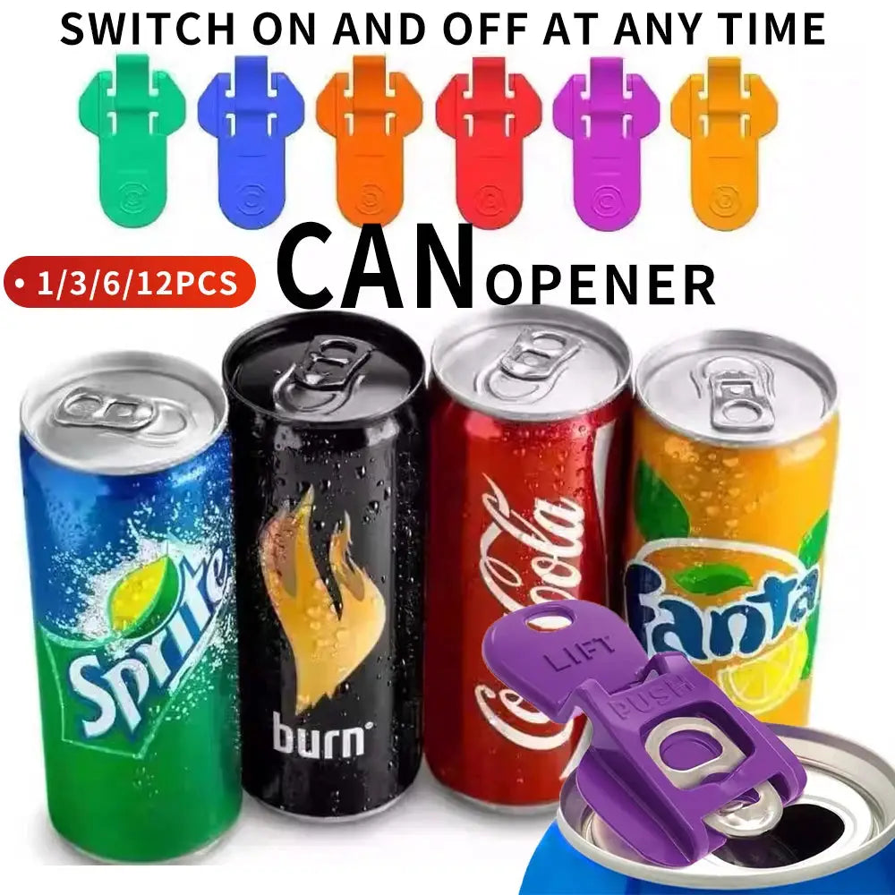 Multi Colored Beverage Can Opener And Protective Lid Set Fits Standard Cans For Parties Barbecues And Beach
