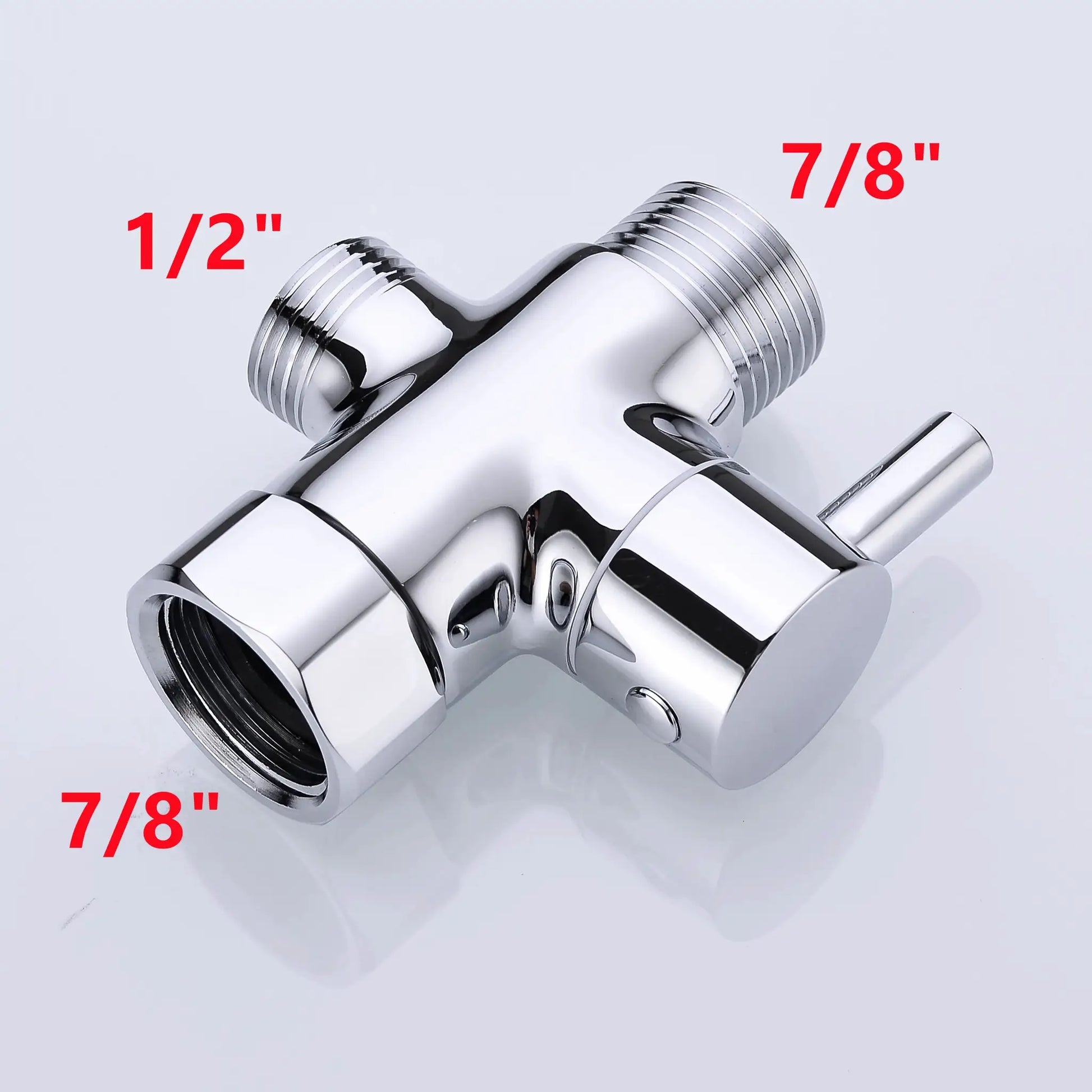 Simples Market chrome bidet T-adapter with shut-off valve, 3-way fittings for handheld toilet spray