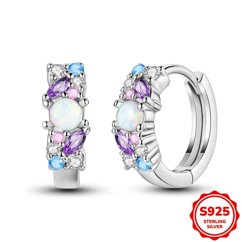 925 Sterling Silver Blue Zircon Butterfly Hoop Earrings for Women Fine Jewelry Gift