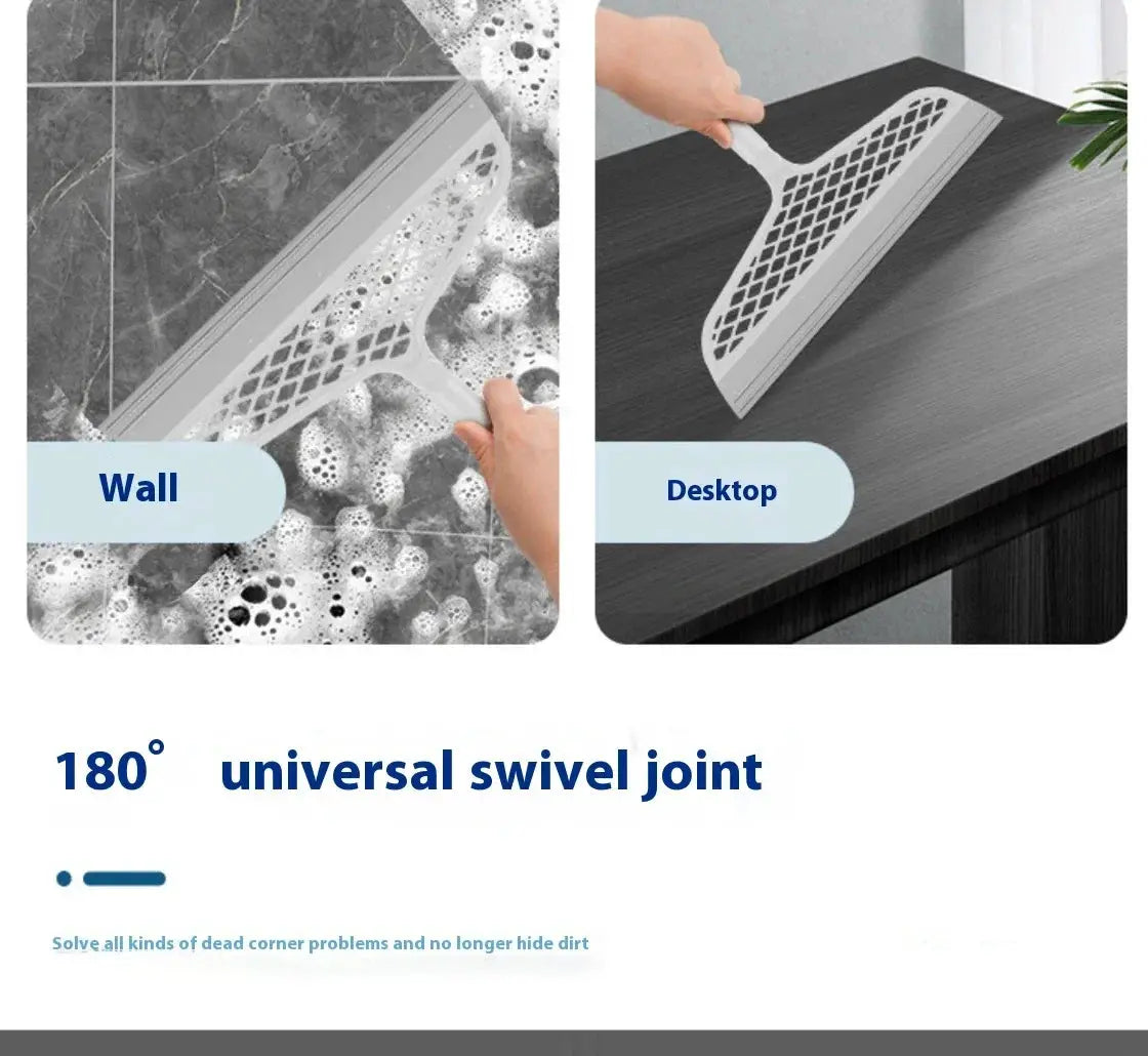 Silicone Scraper Broom by Simples Market with 180° swivel joint; heavy-duty squeegee for bathroom floor & window