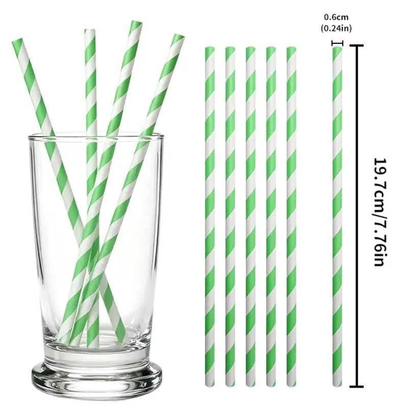 Red And White Striped Disposable Paper Straws For Coffee Milk Juice Cocktails Party Drinkware 50 Or 100 PCS