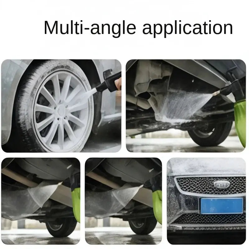 Car wash spray bottle 1.5L by Simples Market, handheld sprayer; multi-angle collage of wheels and grille.