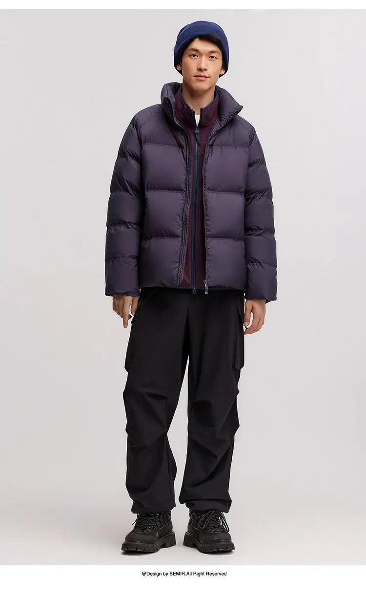Semir down jacket, unisex short dark purple puffer coat