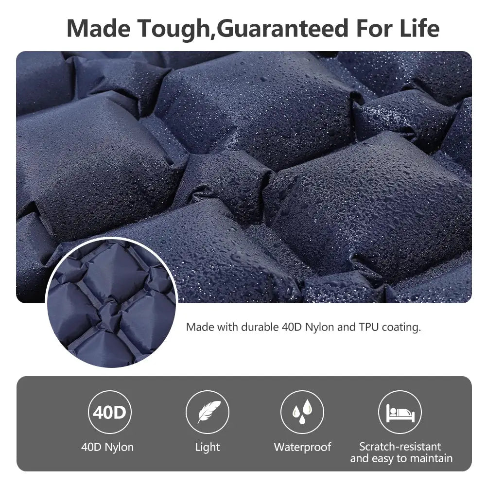 TARKA inflatable camping air mattress by Simples Market, navy 40D nylon with TPU coating