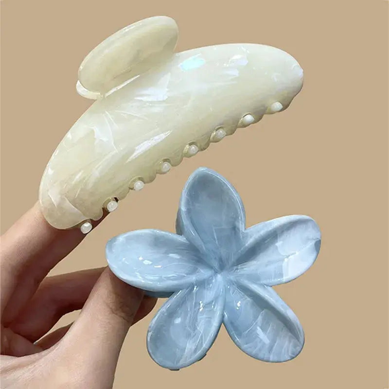 Korean Hawaiian Flower Crab Hair Clips For Girls Lightweight Durable Beach Accessories Trendy Beachwear