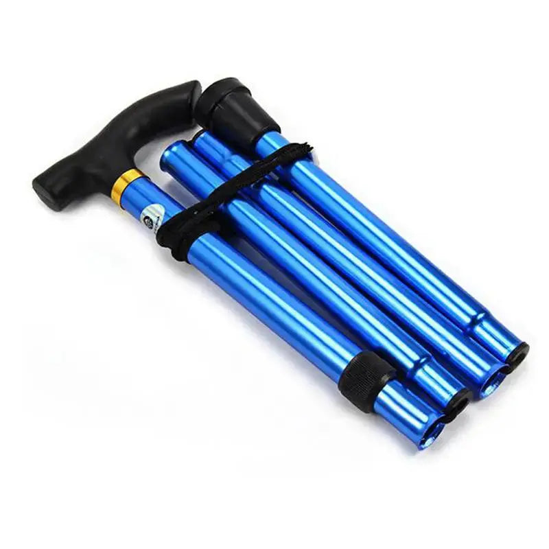 Simples Market telescopic trekking poles, blue aluminum alloy folding canes, 4-pack with black handles.