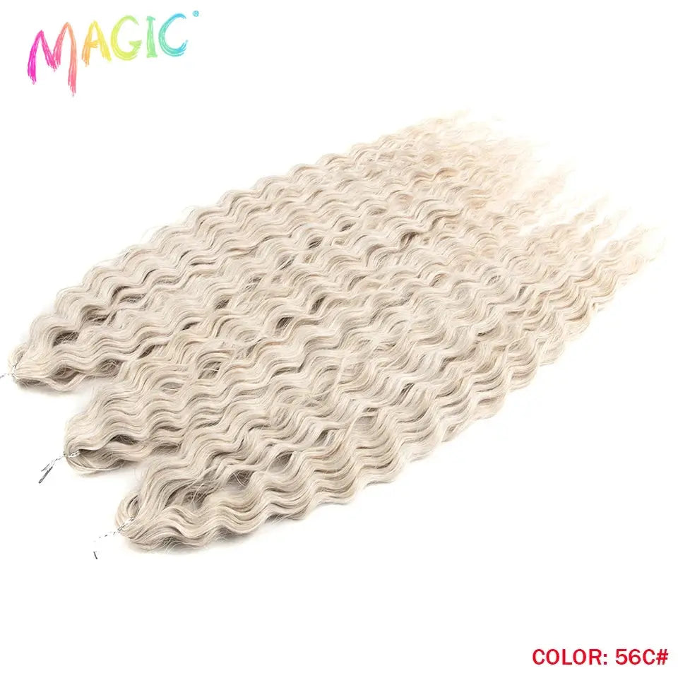 Magic Ariel crochet hair bundles, ombre blonde 56C, water-wave deep wave, 22-inch braiding, 3 packs