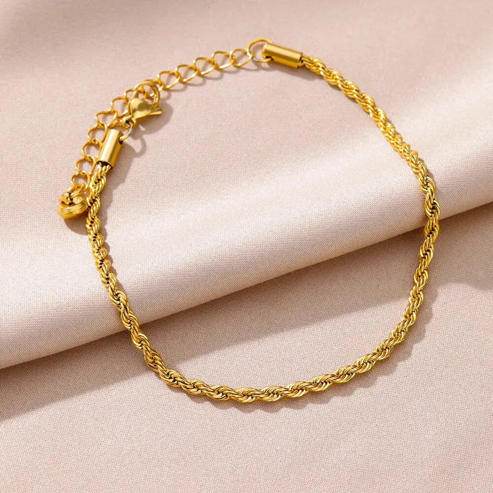 Gold Tone Stainless Steel Imitation Pearl Anklets for Women Beach Jewelry Chain Leg Bracelets Gift