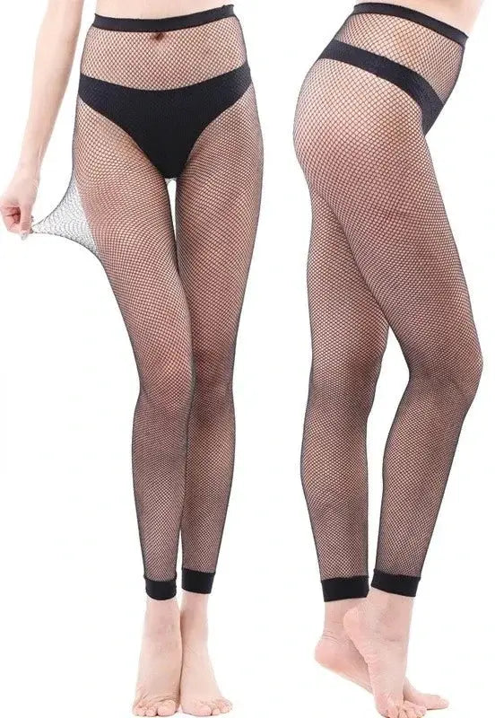 VogueWear See Through Nylon Fishnet Ankle Tights For Women With Striped Base Layer Pantyhose For Parties
