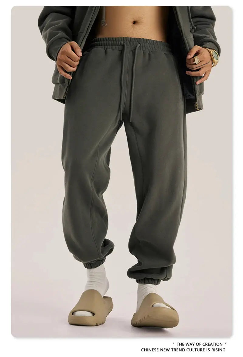 ZODF Trendy fleece sweatpants, unisex charcoal 345gsm with elastic waist and cuffed ankles