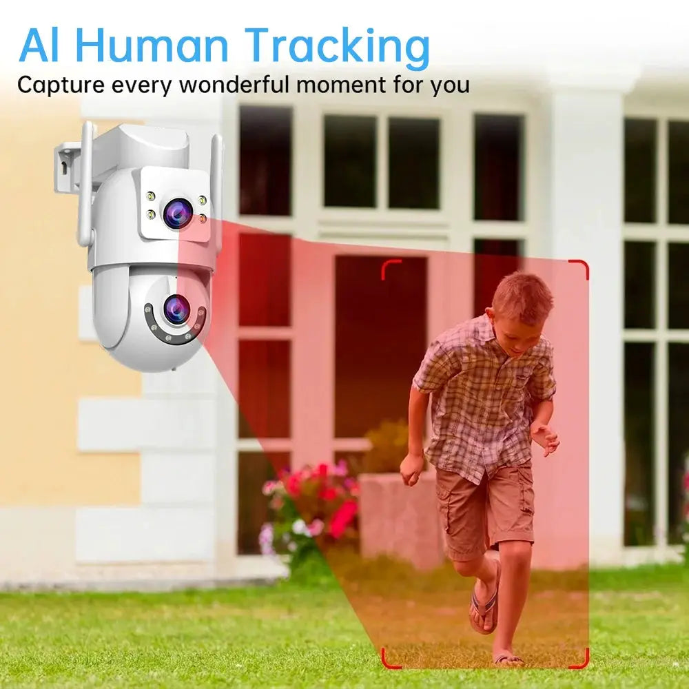 Jooan outdoor 4K 8MP dual-lens PTZ security camera with AI tracking