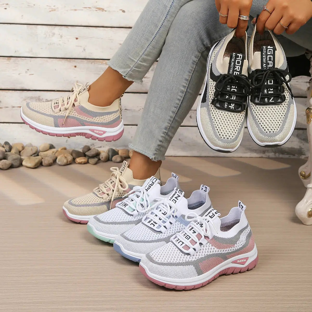 Women's Summer Casual Sneakers Two Tone Lightweight Comfort Versatile Work Shoes For Daily Wear And Travel