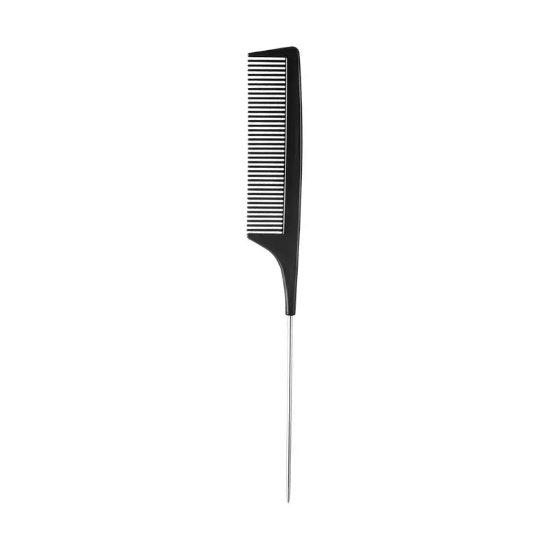 Simples Market hair comb; black plastic rat-tail with long metal tail, anti-static styling tool