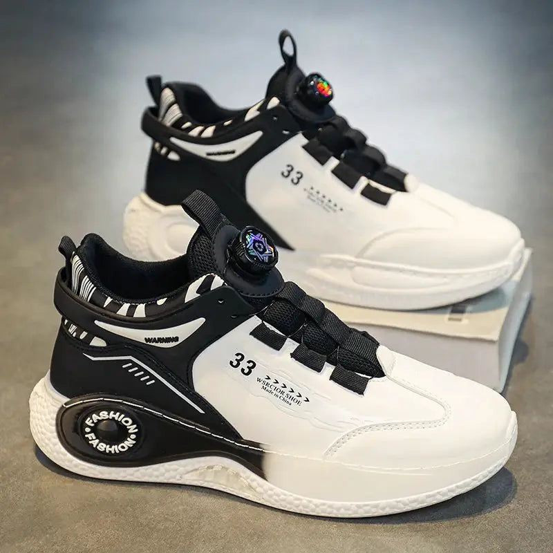 Mens Sneakers With Rotating Buckle Non Slip Lace Up Durable Shoes For Outdoor Activities