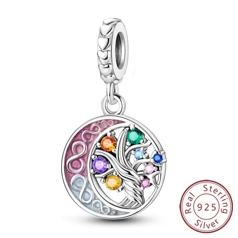 925 Sterling Silver Charms Beads Forever Love Heart Dangle For Bracelet Women Jewelry Gift Sister Family Life