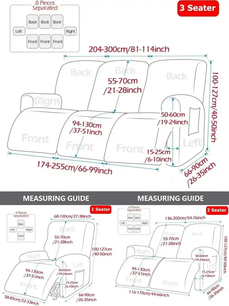 Elastic recliner sofa cover by Simples Market; printed stretch slipcover for a 3-seater sofa