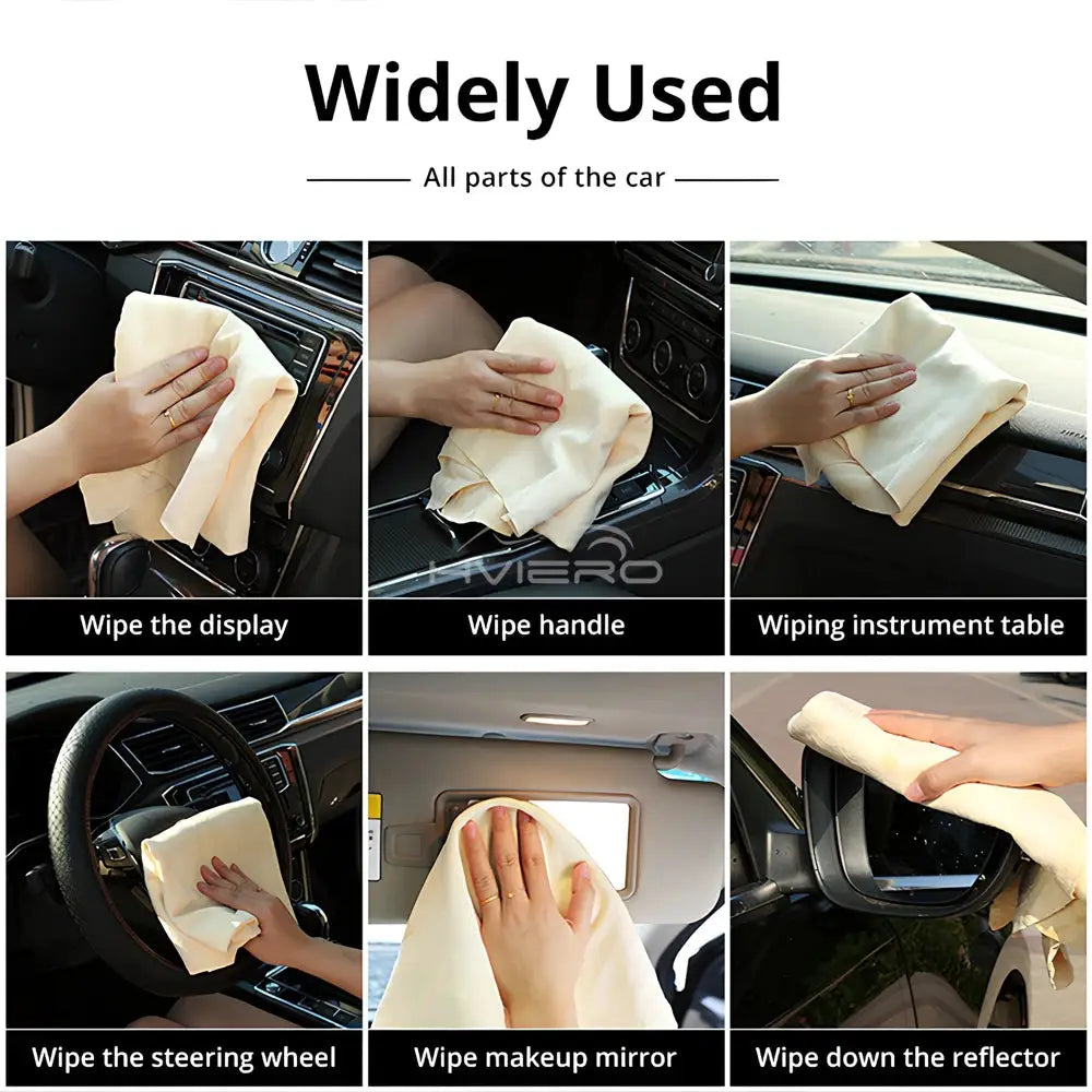 Simples Market genuine leather chamois cloth, 40x70cm; cream color for car and home cleaning