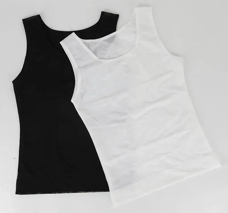 Pair of men's sleeveless undershirt tank tops in black and white