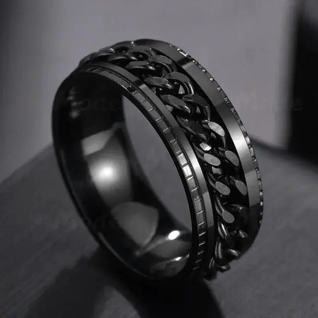 Stainless Steel Rotating Chain Ring for Men and Women High Quality Spinner Punk Jewelry for Parties Gift