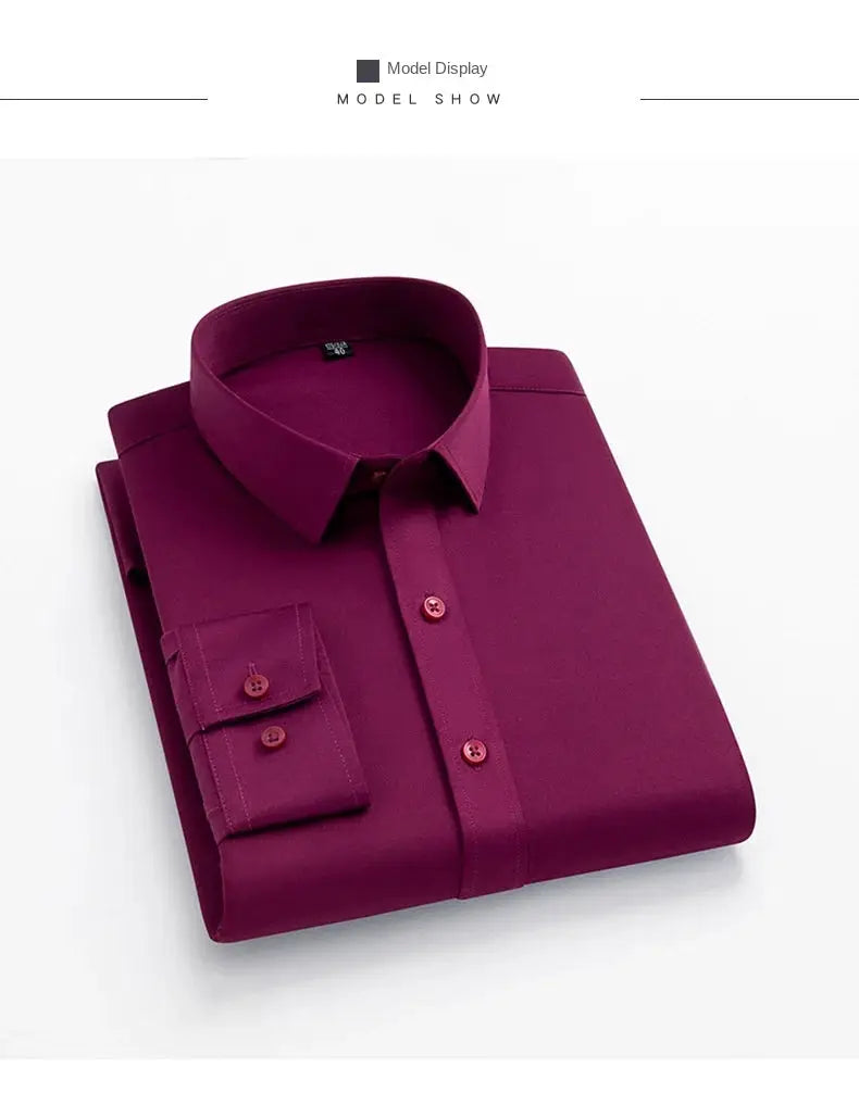BAMBOOPLE non-iron men's shirt, purple, slim fit, no pocket, Simples Market.