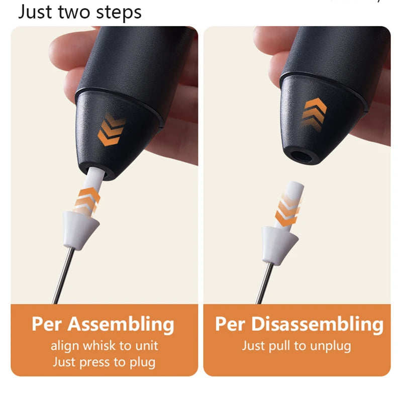 Wireless Milk Frother Electric Type C Handheld Blender Stainless Steel Mini Coffee Maker Whisk Mixer Cappuccino Cream