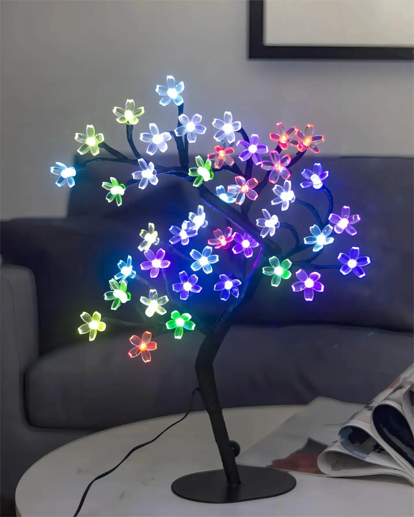 Cherry Blossom LED Bonsai Tree Lamp 17 Inch USB Powered Tabletop Light for Home Decor
