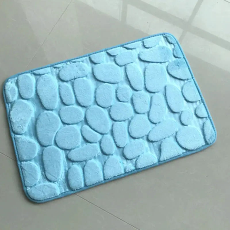 CobbleSafe Cobblestone Embossed Memory Foam Bath Mat With Non Slip Backing For Superior Absorption
