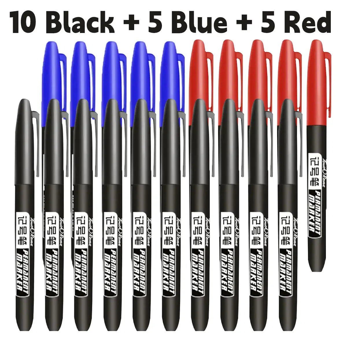 GraphixPro 6Pcs Permanent Marker Pens Set Black Blue Red Waterproof Ink Fine Tips For Manga Drawing