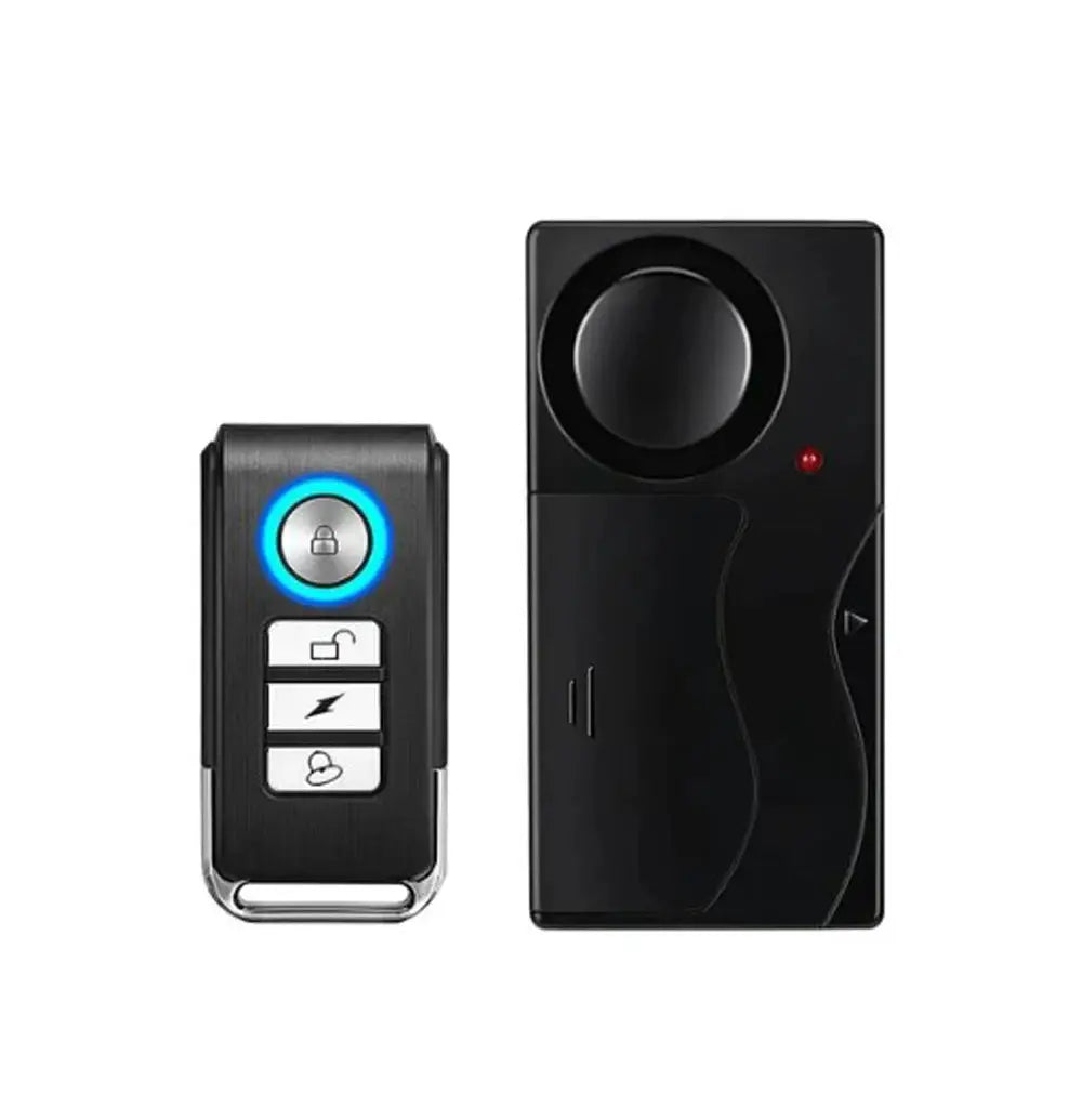 Simples Market wireless vibration alarm with remote control; black door/window sensor and remote, 110dB
